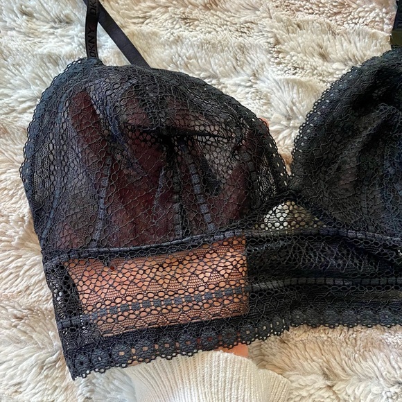 NWT DKNY Sexy Table Tops Lace Bralette Black Medium - Picture 7 of 9